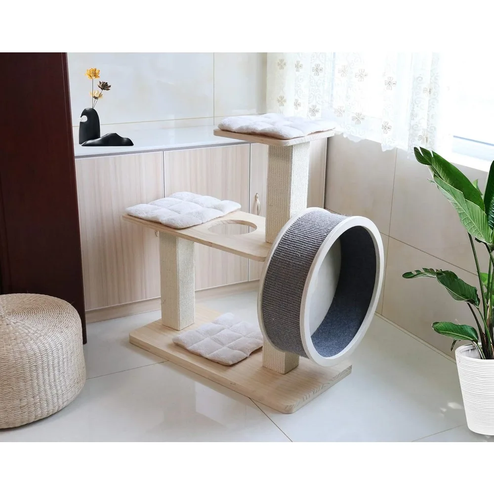

Spin Kitty Cat Tree with Built-in Wheel, for All Things Running, Spinning, Scratching, Climbing, and Napping, Customized