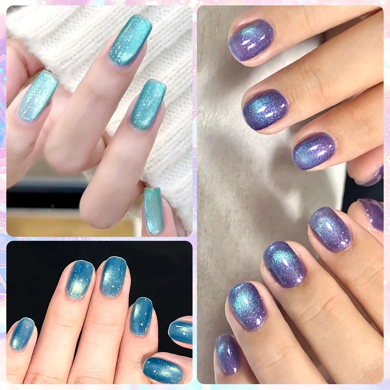 7ml Blue Glitter Blue Glass Bead Cat Magnetic Gel Ultra Shine Summer Glitter Semi Permanent Soak Off UV Gel Nail Art Varnish