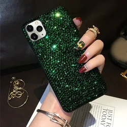 Luxury Rhinestone Case for iPhone 16, Green Diamond Cover, Bling Glitter Woman Case, 15Pro, 14Plus, 13 Pro, 12, 16Pro MAX 17 Air