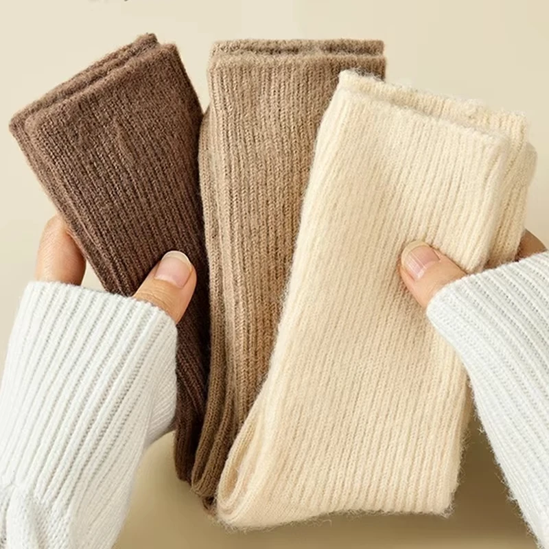 

Women Wool Socks Warm Winter Thick Cashmere Fuzzy Casual Solid Color Comfortable Home Sock Soft Long Thermal High Quality