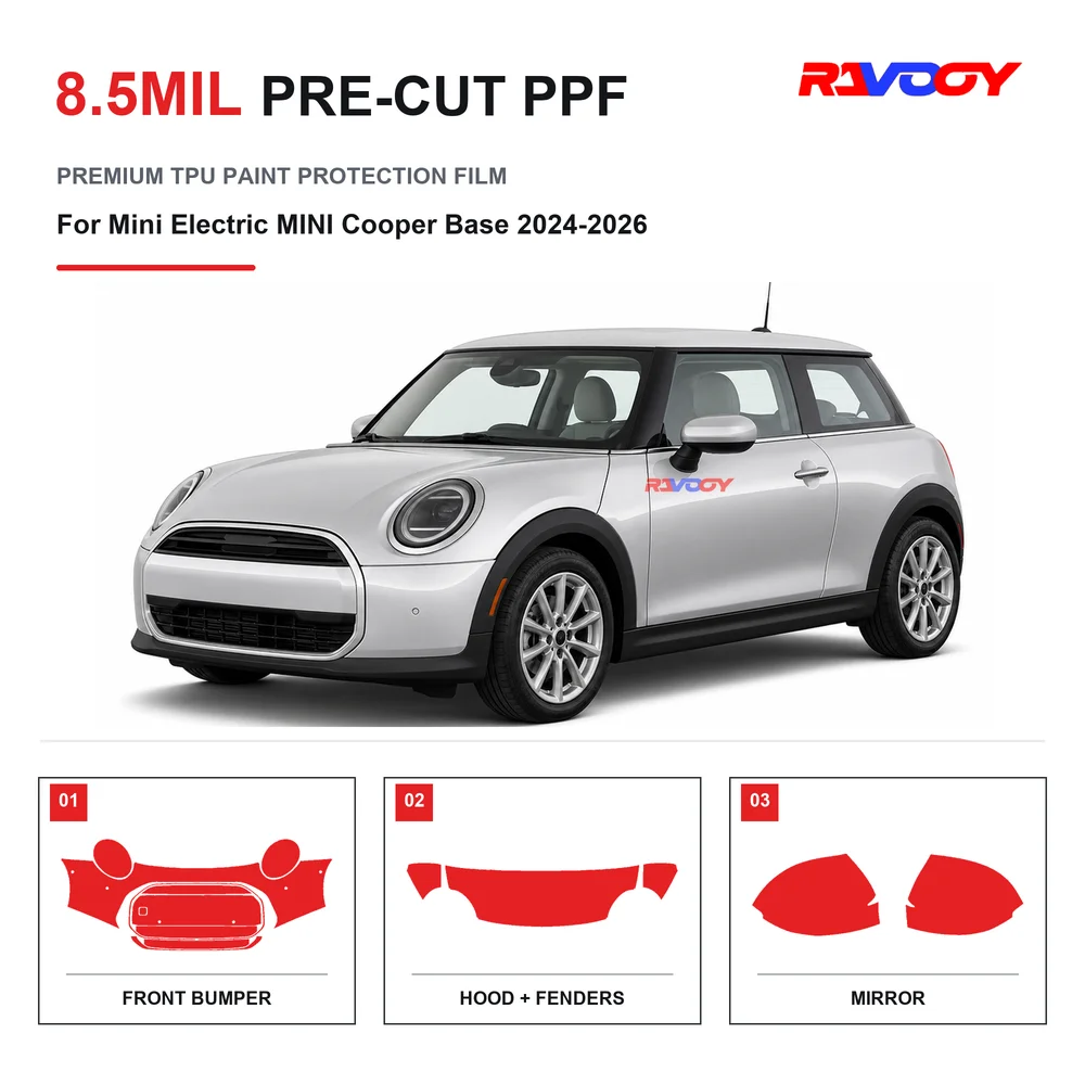 Precut PPF For Mini Electric MINI Cooper Base 2024-2026 8.5mil TPU Clear Paint Protection Film Self Healing Hydrophobic UV
