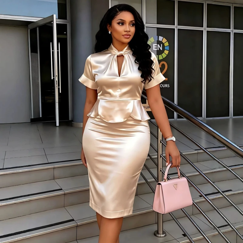

Dress Women Mid Length Dresses Vestidos Y2k Streetwear Short Sleeve Hip Wrap Ruffles Sexy Elegant Splice Party Night Work 2026