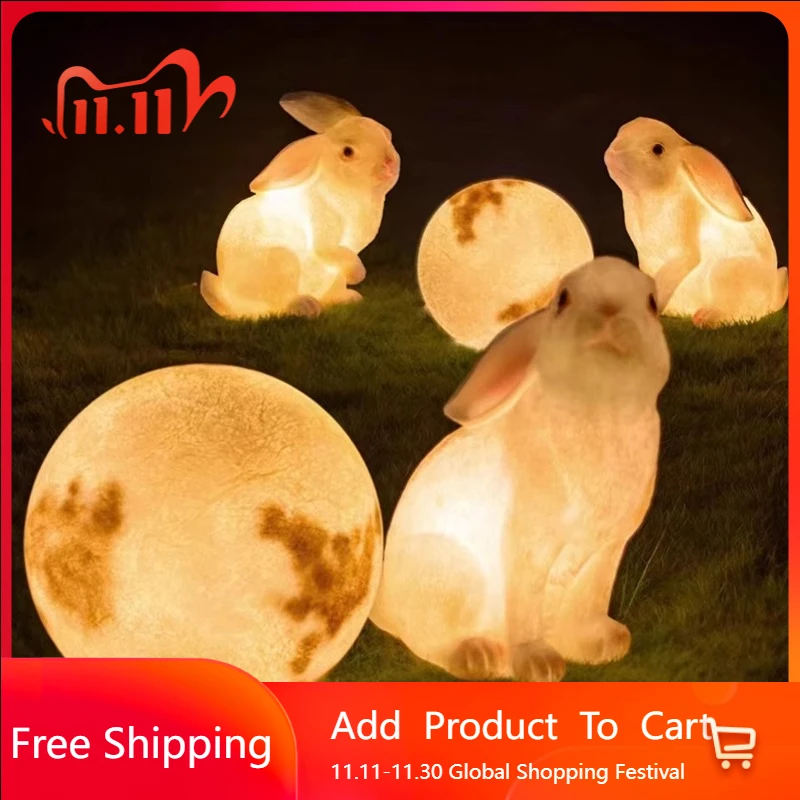 

Rabbit Animals Lighting Display Luxury Modern Designer Universal Xenomorph Outdoor Light Creative Luce Giardino Home Decoration