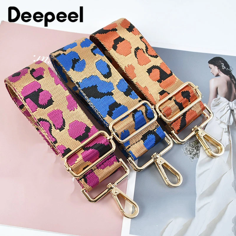 Deepeel 5cm Wide Colorful Leopard Bags Strap Band 80~130cm Adjustable Shoulder Crossbody Women\'s HanBags Replace Bag Accessories