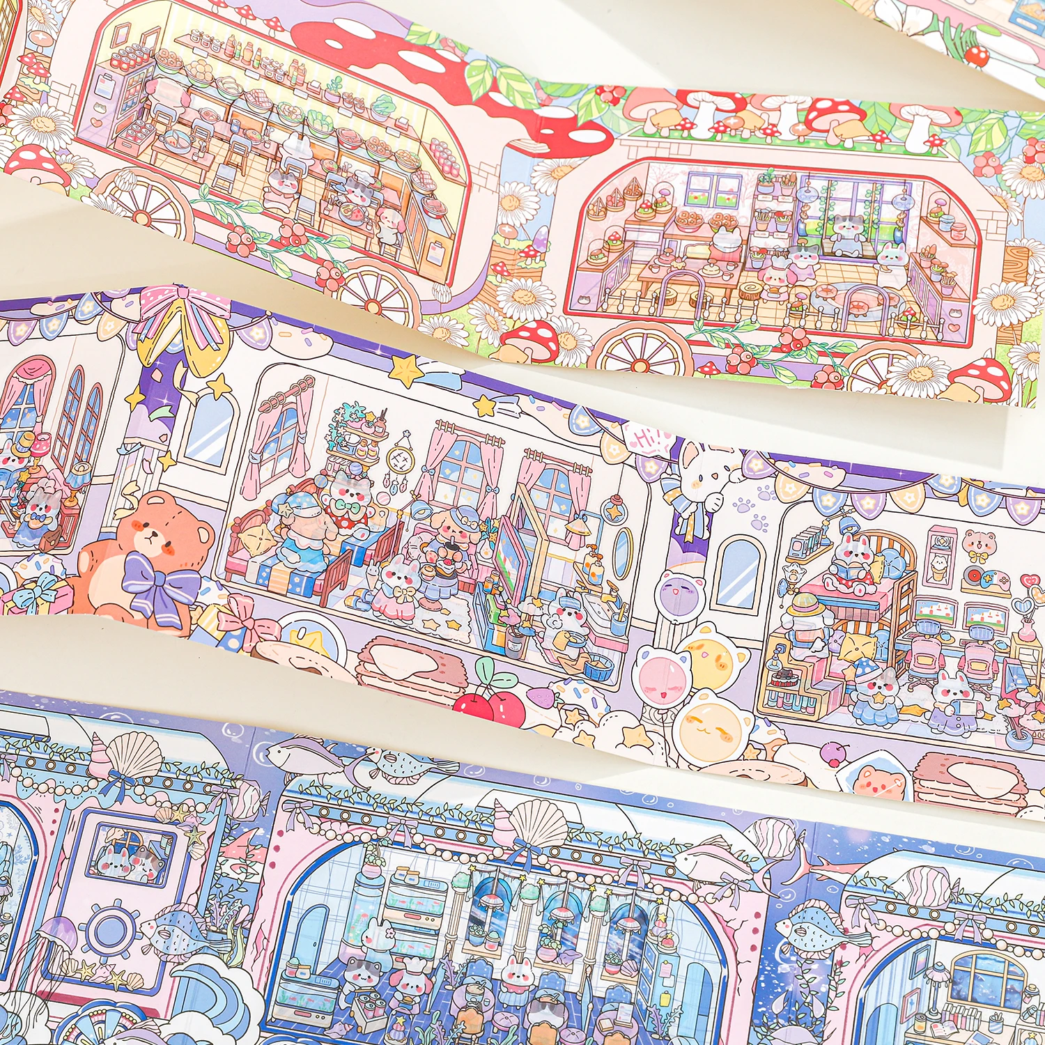 Kawaii حلم التجوال قطار ثلاثية الأبعاد قطار الوقت المشهد ملصق DIY جيب المقصورة المشهد هدايا عيد الميلاد ﻿