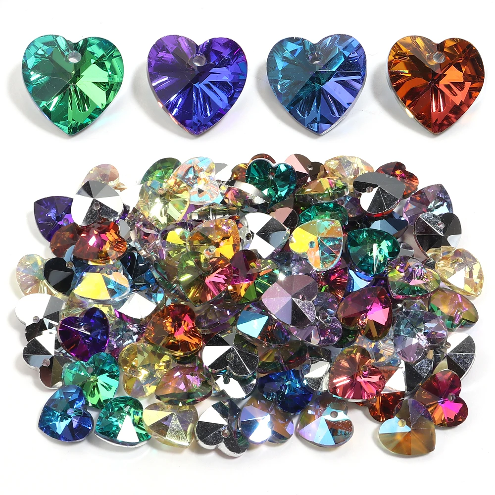 10st 14mm hartvorm kristalglas kralen Oostenrijkse kleur gefacetteerde kristallen charme voor doe-het-zelf ambachten kledingstuk kralen decor accessoires