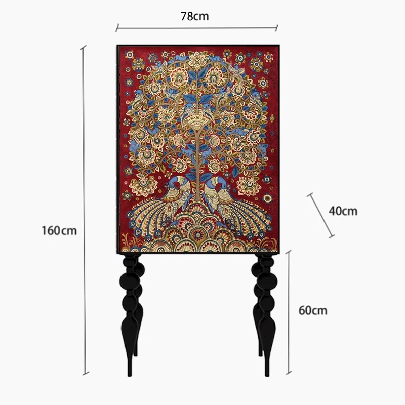 

Chinese style peacock high cabinet entrance porch against the wall bedroom large capacity painted solid wood locker