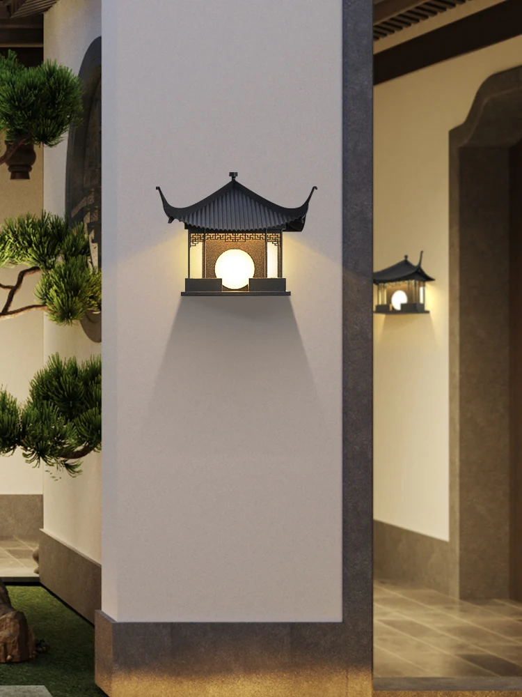 New Chinese style outdoor wall lamp antique villa door, outdoor wall lamp, front lamp, exterior wall lamp, waterproof courtyard