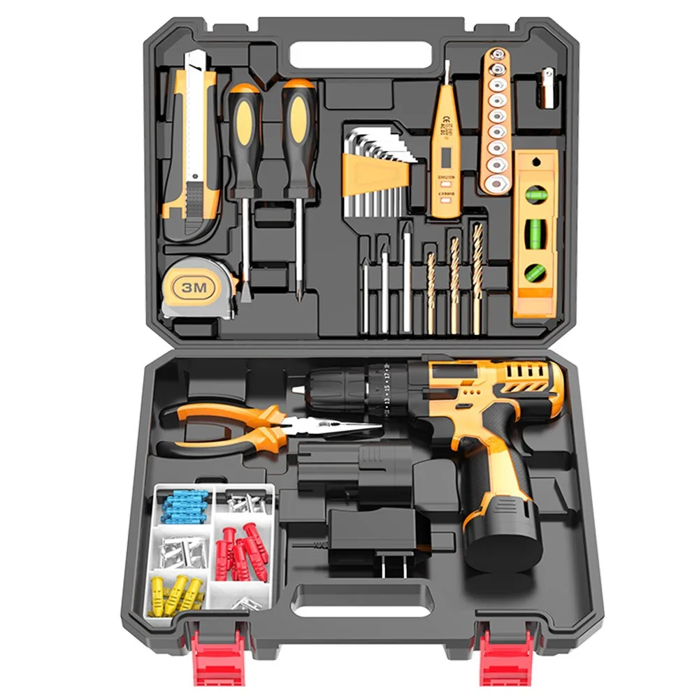 Custom Factory Cordless Hardware Electrical Power Kit Includes Combination Box Drill Machine Set Hand Wrench Other Home Improvem