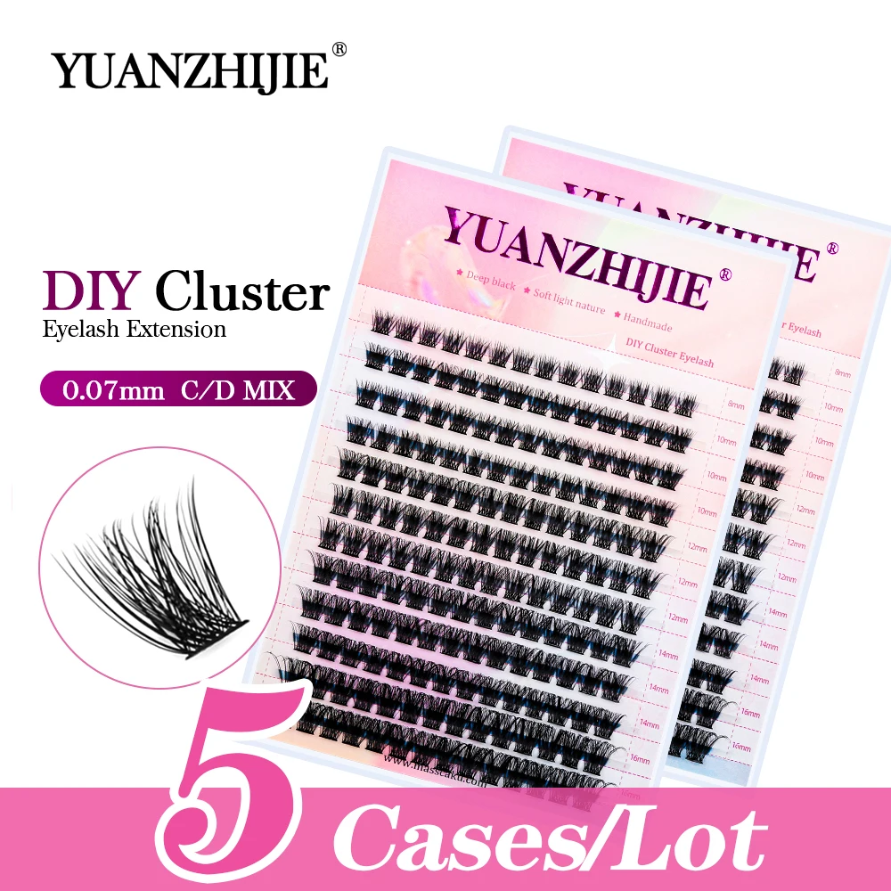 

5cases YUANZHIJIE Make up Segment Hybrid Lashes Cluster Hair Closely Arranged Doubling Clear band Sparse Eyelashes Beam Makeup