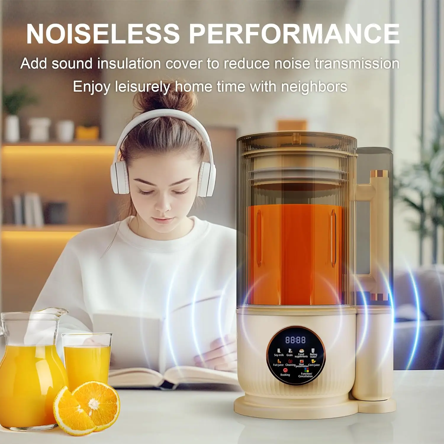 صانع حليب الجوز، 50 أونصة لوز محلي الصنع أوتوماتيكيًا، صليب، شوفان، حليب نباتي، عصارة، مع غطاء عازل للصوت/24 ساعة مؤقت/12 شفرات/مياه غليان