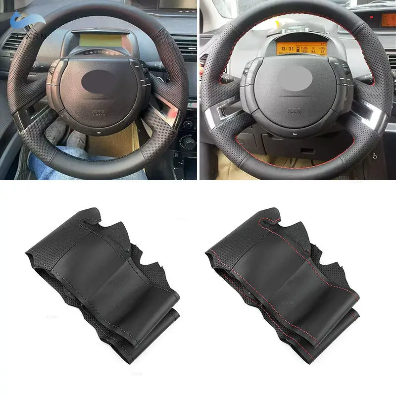 

For Citroen C4 Picasso 2007 2008 2009 2010 2011 2012 2013 Hand Braids Perforated Leather Car Interior Steering Wheel Cover Trim