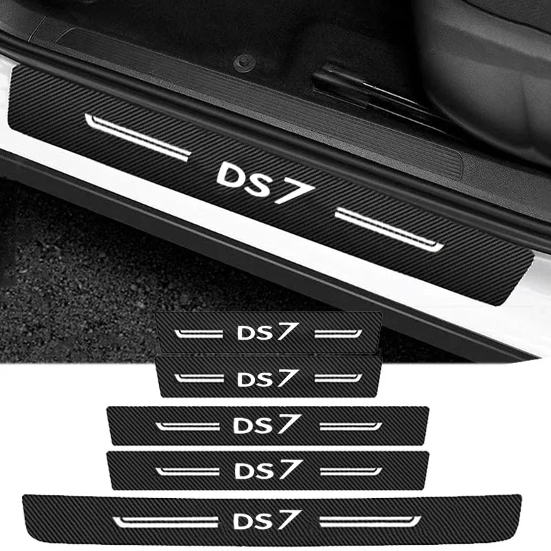 

Carbon Fiber Leather for Citroen DS7 Logo Car Door Sill Protect Strip Durable Decor Decals Auto Threshold Stickers Accessories