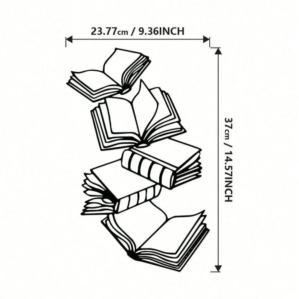 Libros apilados vintage, arte de pared de metal, decoración del hogar con temática de lectura, regalo para amantes de los libros para mujeres y hombres, escultura de libros de oficina de biblioteca