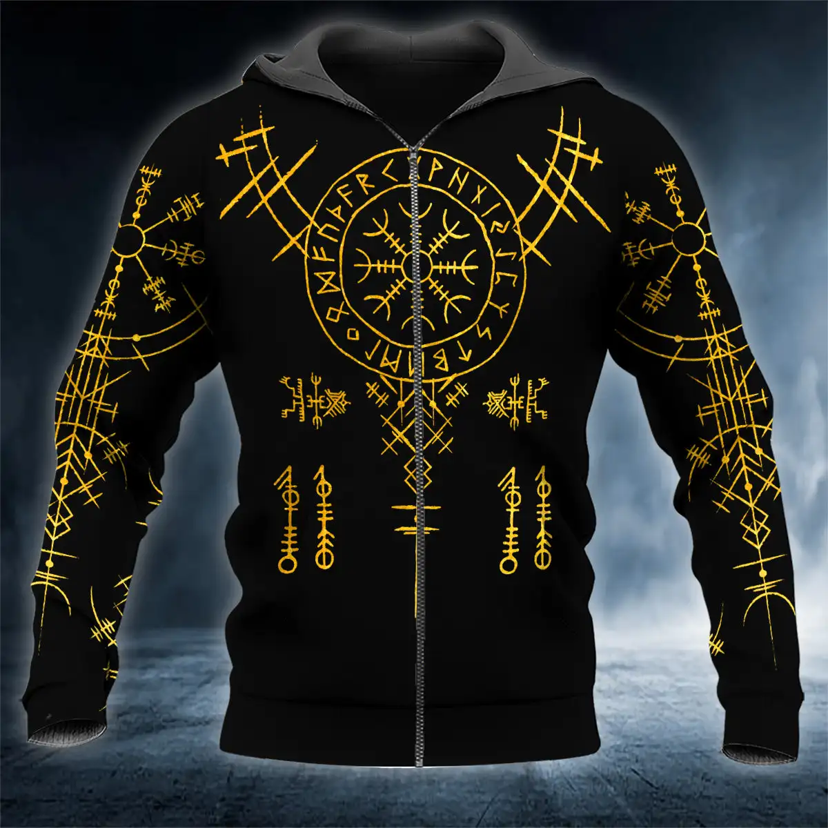 Golden Helm Of Awe Viking Tattoo 3D All Over Printed Hoodies For Men/Women Streetwear Sweatshirts Zip Up Hoodie Sudaderas Hombre