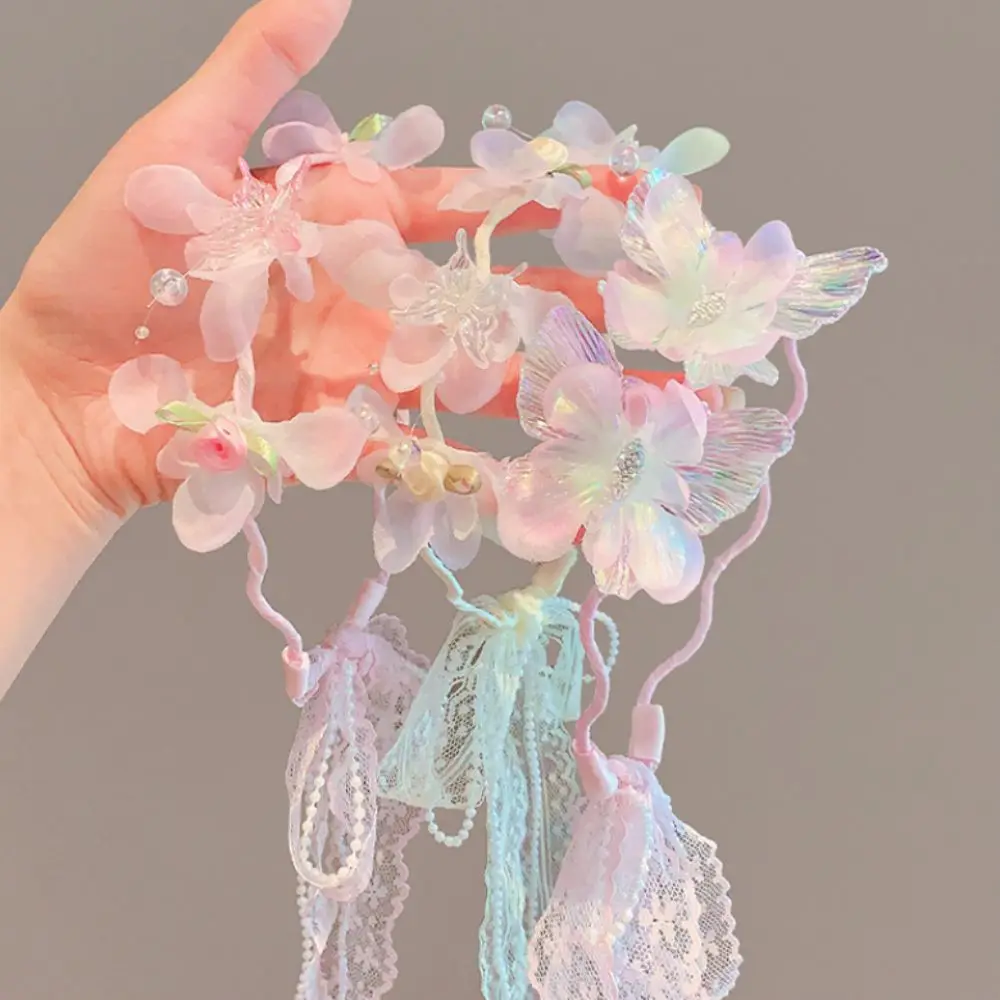 

New Butterfly Ribbon Hairbands Cute Korean Princess Hair Hoop Sweet Flower Children Headband for Girls