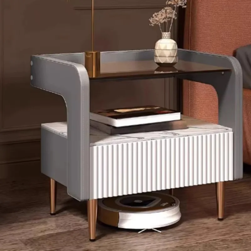 Gray Princess Tall Nightstands Organizer Wooden House Space Saving Bedside Table Modern Luxury Mesitas De Noche Furniture Home