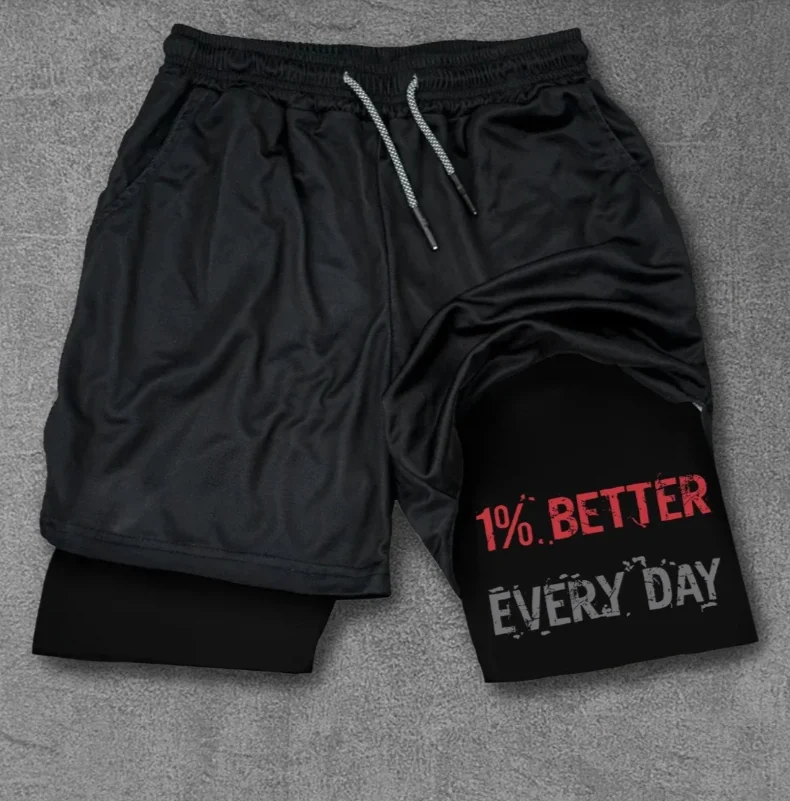 

Новые мужские спортивные шорты 2-в-1 с принтом и сетчатыми вставками, подходят для бега, тренировок и фитнеса, быстросохнущие спортивные шорты