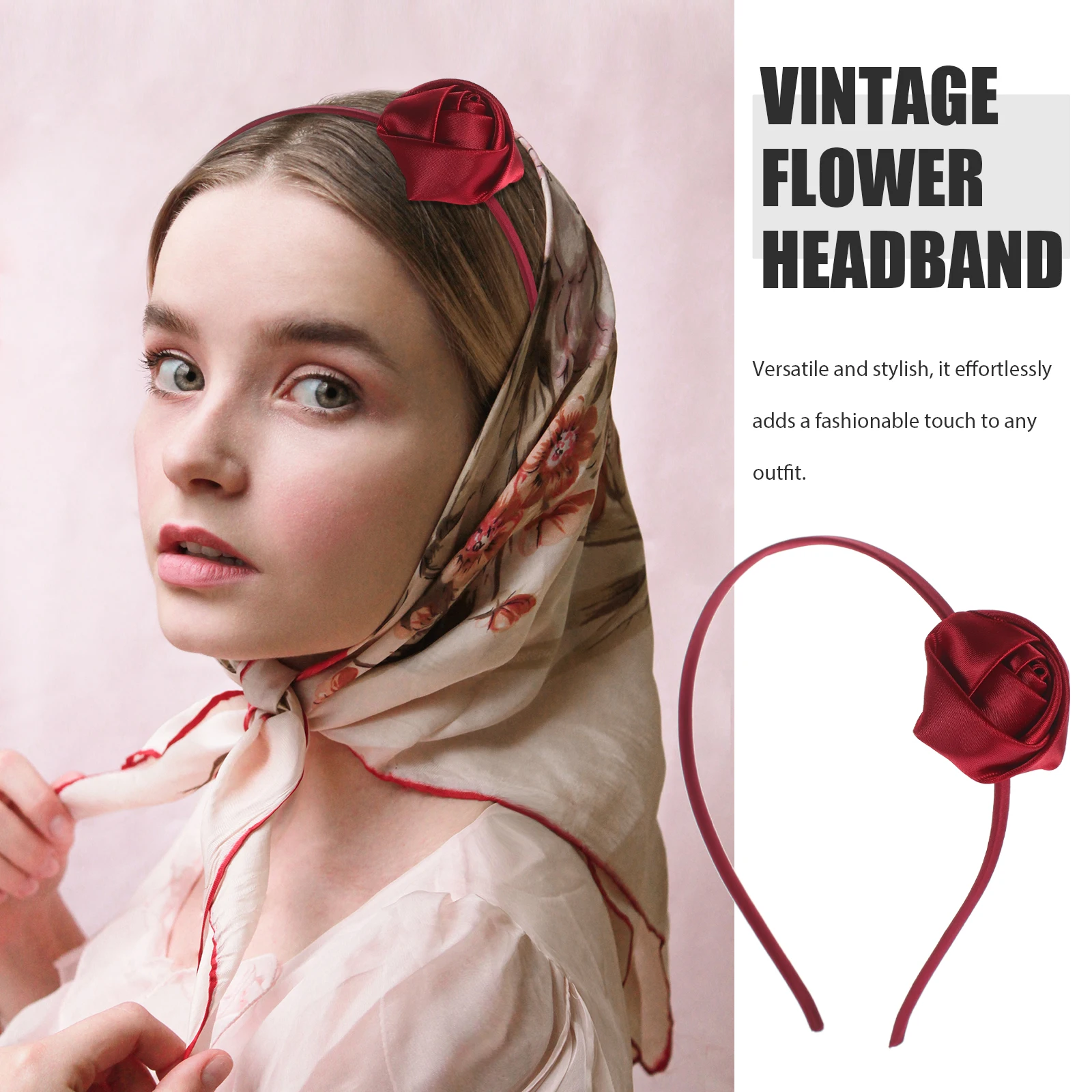 

Headband Vintage Headpiece Jewellery Bridal Hair Red Flower Hairband Accessories Bridesmaid