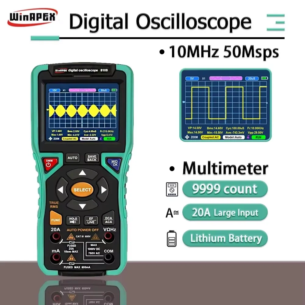 Multimetro oscilloscopio digitale 810B Larghezza di banda 10 MHz Memorizzazione della forma d'onda Oscilloscopio automobilistico da 3,2 pollici Strumenti di riparazione elettronica
