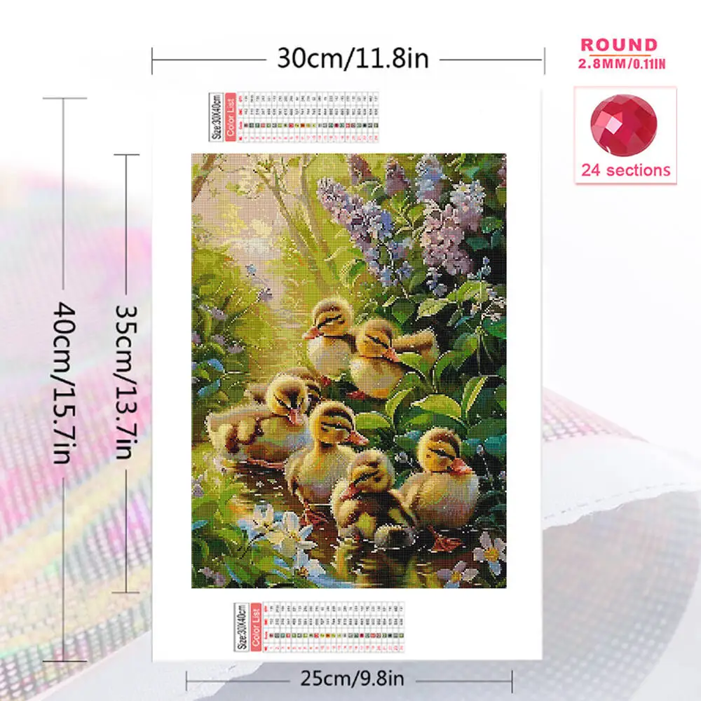 Frameless, 5D DIY Diamond Painting Duck Animal Picture Rhinestones Diamond Mosaic Needlework Embroidery Child Hobby view 2