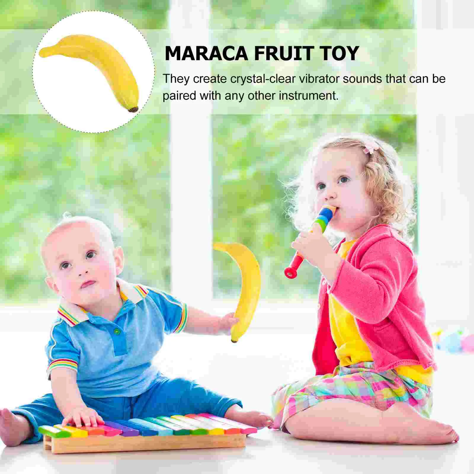 Simulated Fruit Photography Early Education Props (banana) 2pcs Fruits Shaker Ornament Abs Shopwindow Adornment Baby Fake