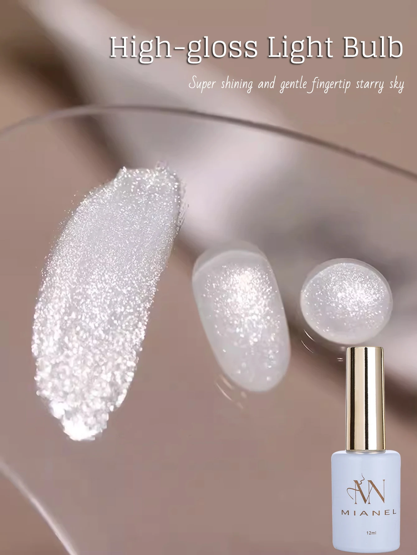 MN 12ML Summer Moonlight Coconut Milk White Gel Nagellack, Top Shiny At Night, Verkauf von Farben Weiß Rosa Blau Gelpoliermittel