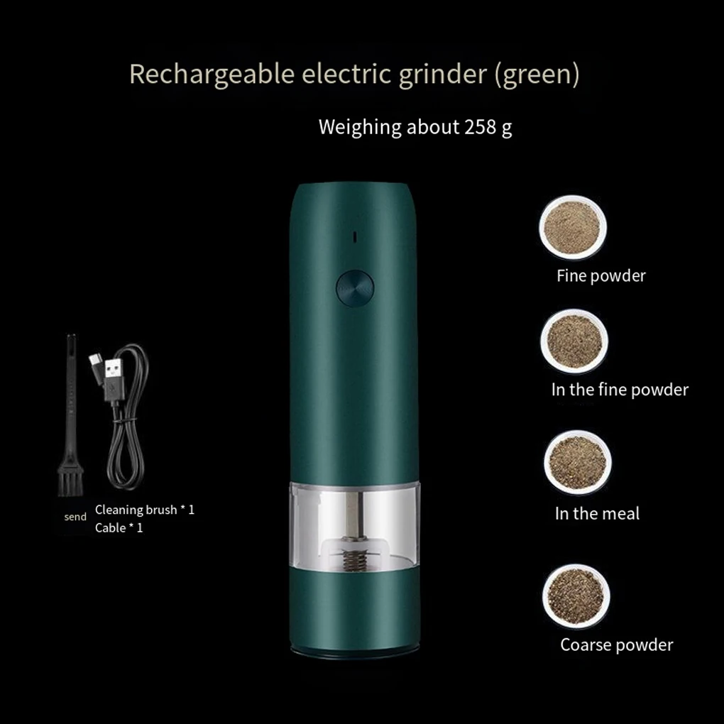

Electric Pepper Grinder Spice Salt Mill 6 Gears Adjustable Waterproof Home Dinning Bar Kitchen Grinding Tool White