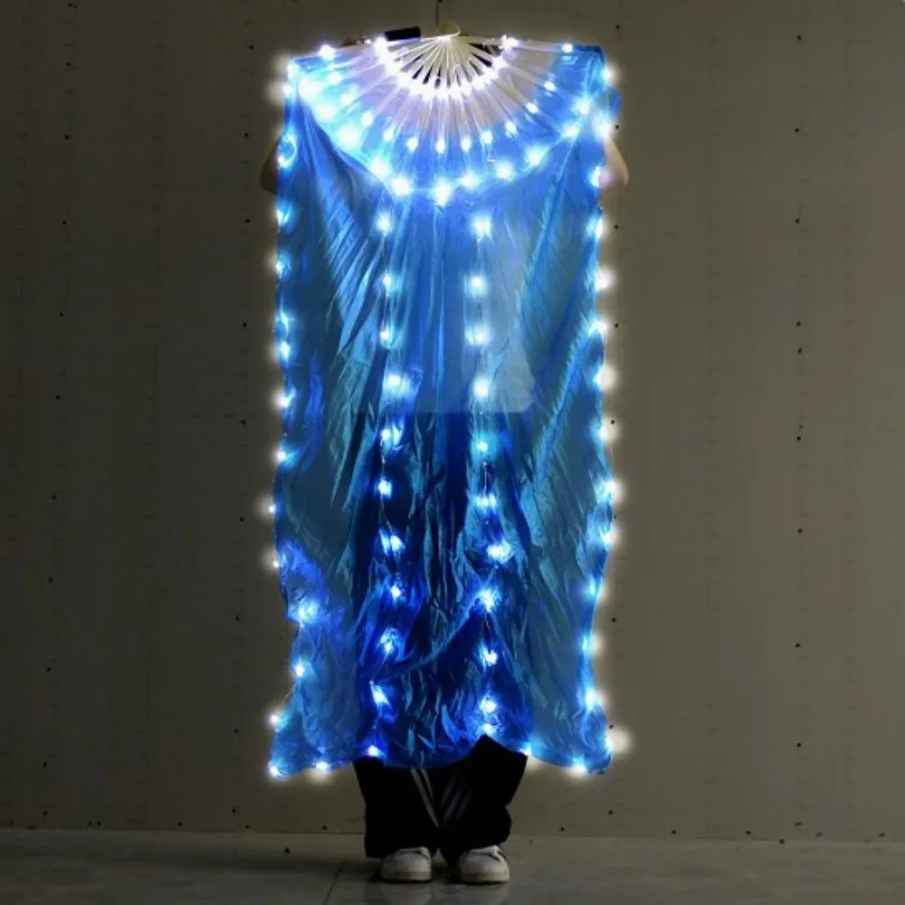 

Градиентный цветной светодиодный веер для классических танцев, длинный имитация вискозы 1,5 м, веер для танца живота, реквизит для выступлений, танцовщица, практика, шелковые веера