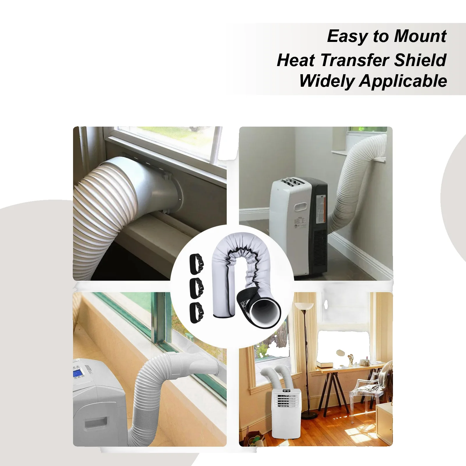 

Air Conditioner Hose Insulated Cover AC Exhaust Hose Wrap Portable Reusable Waterproof Sleeve with 3 Buckle Straps for Home tool