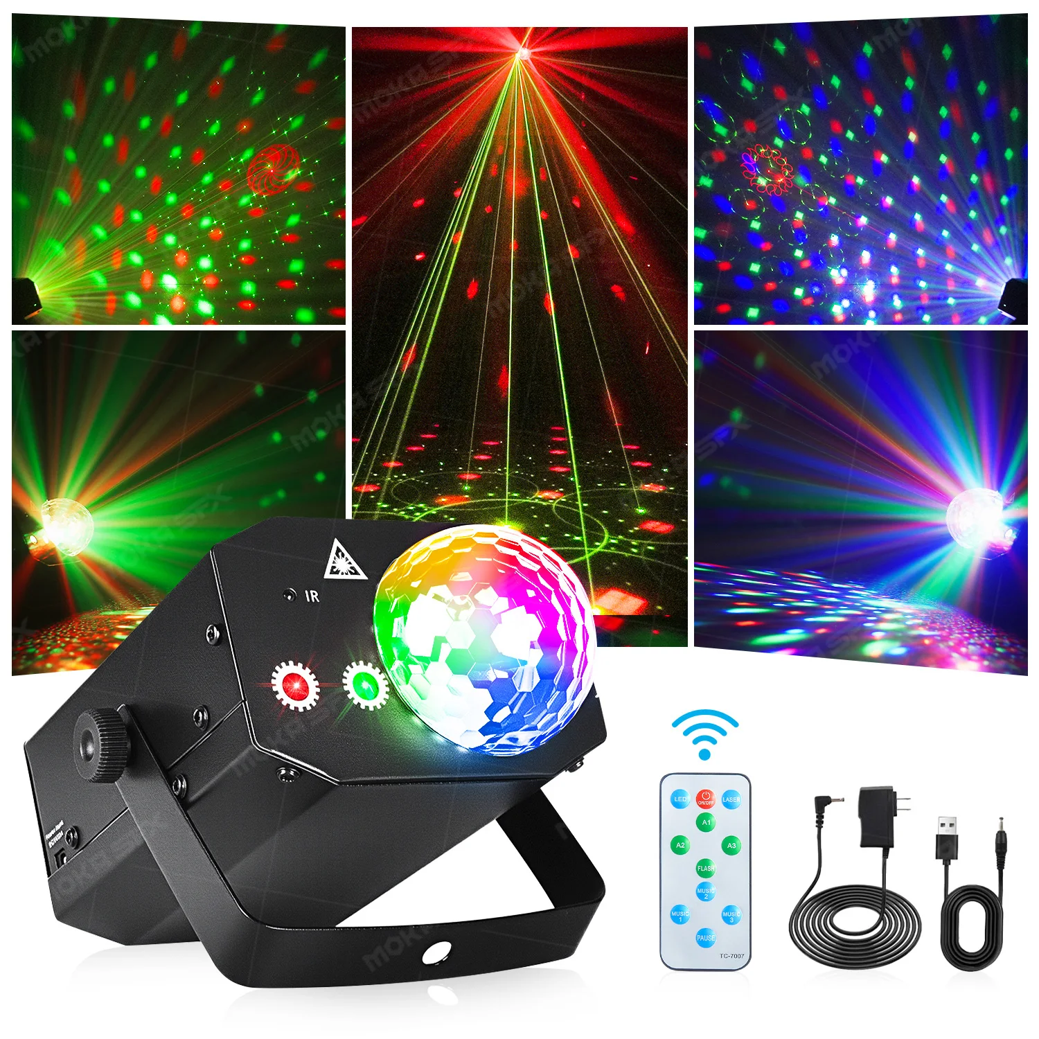 MOKA Magic Ball Led Laser Light Remote Control RGB 16 Patterns Home Party Disco DJ Lighting Birthday