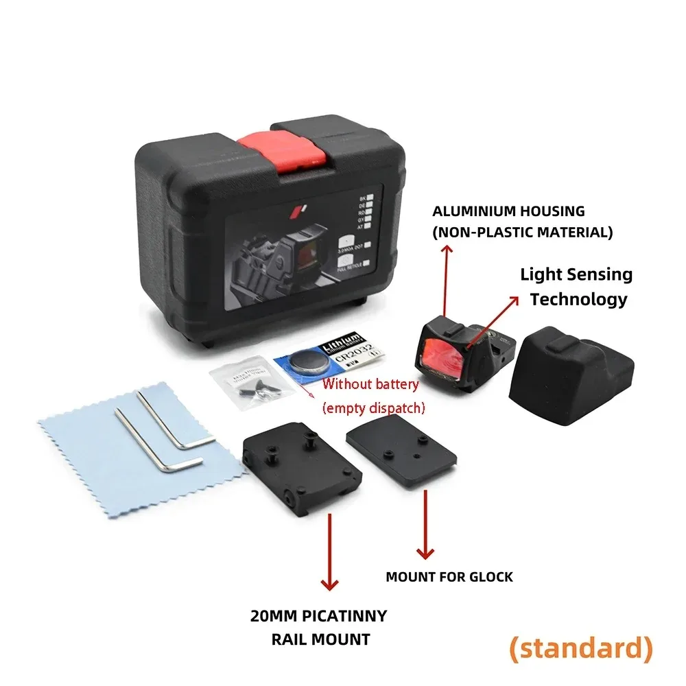 RMR-HD  Compact RMR Reflex Red Dot Made of 6063 aluminum alloy CNC material multi-layer lens for Glock