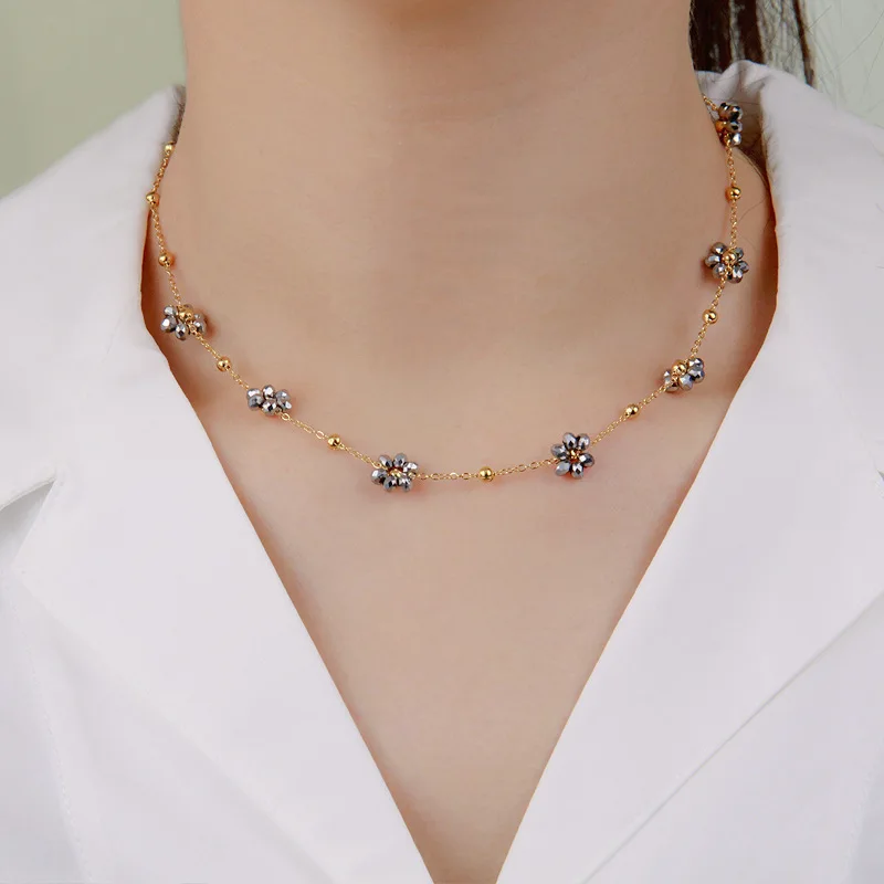 

Handmade flower necklace colorful summer collarbone chain beautiful jewelry gift for women