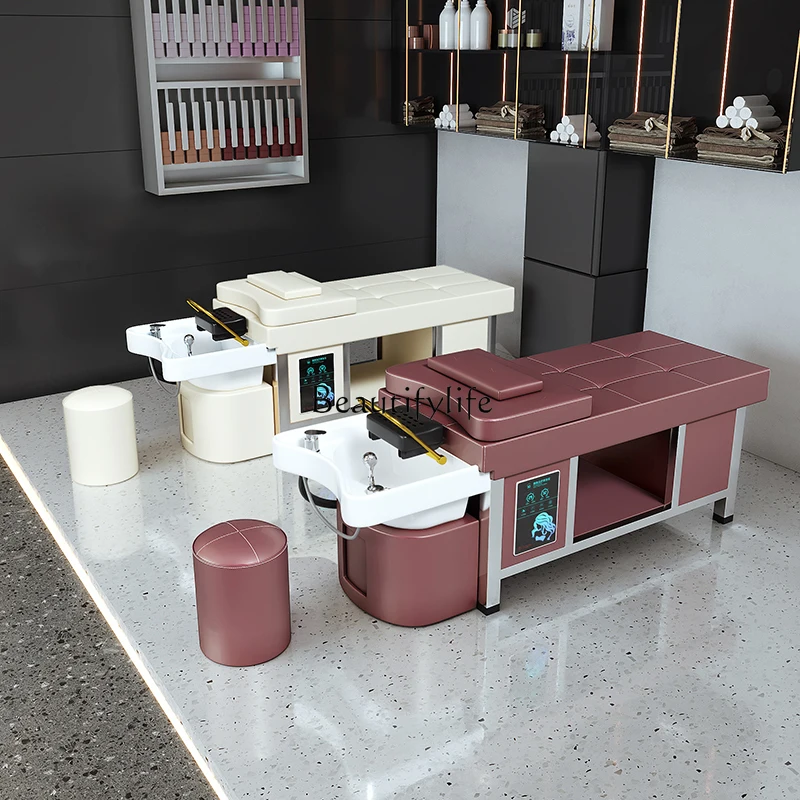 

88.High-end ceramic basin constant temperature Thai shampoo bed water circulation fumigation hair treatment barber shop hair sal