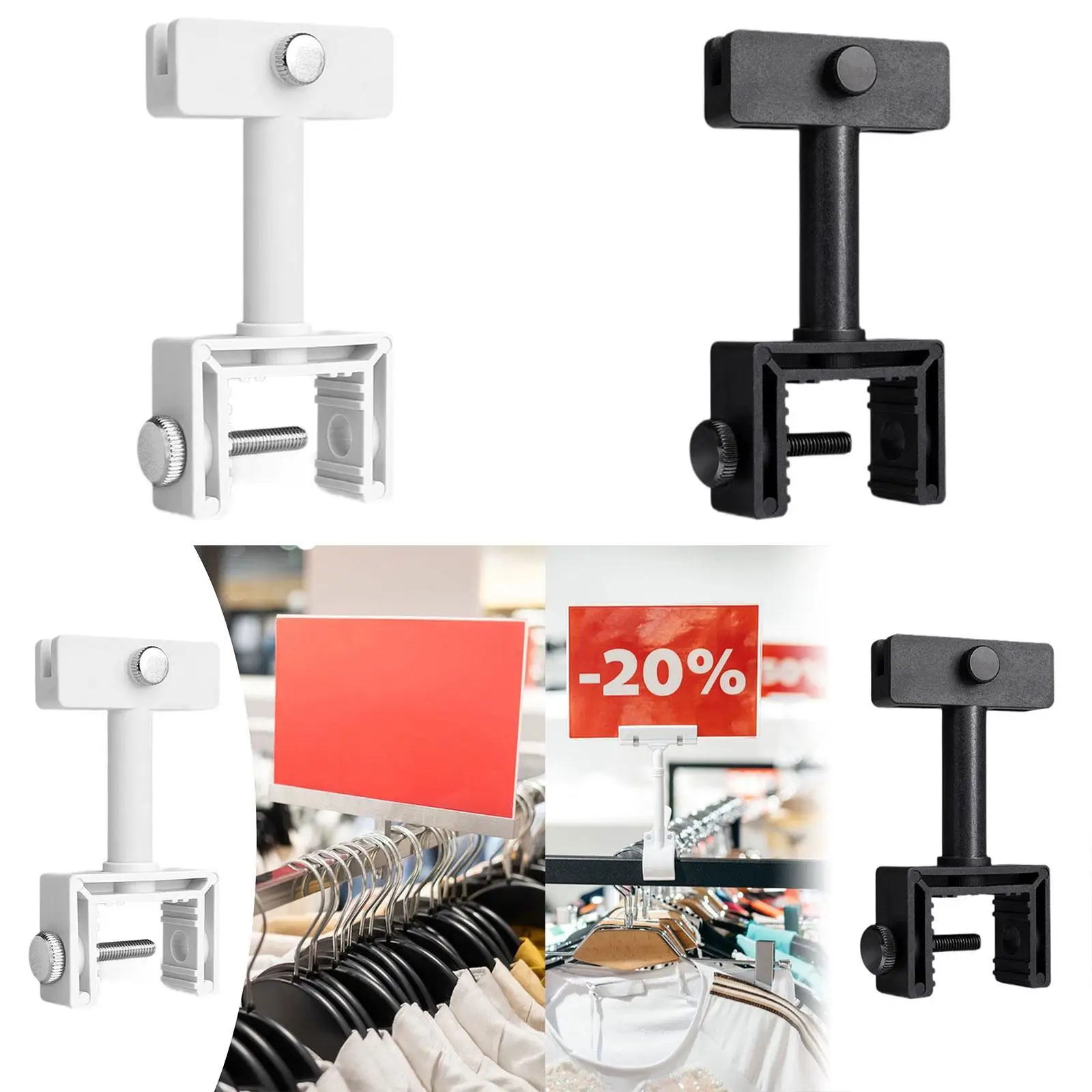 Lightweight Sign Holder Clamp Price Tag Display Clip for Supermarket Shopping Center Exhibition Signs Easy Mount Rotatable