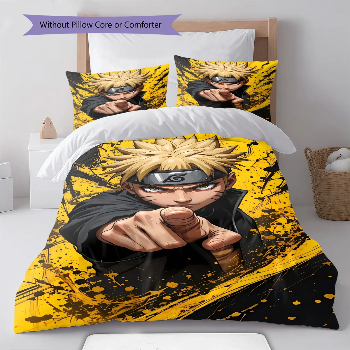 Naruto Cool Battle Pose Bedding Set Anime Duvet Cover Polyester Soft Bed Linen Bedroom Set -QJY
