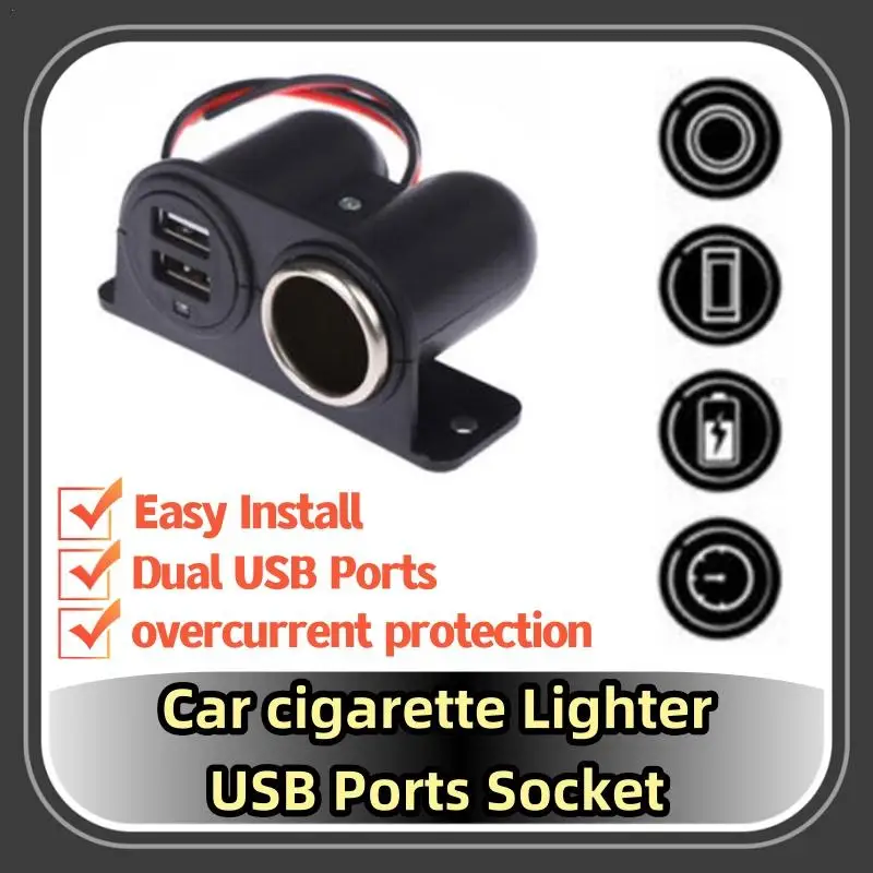 

USB Ports Socket DC 5V 3.1A Dual USB Built-In Car Camper Adapter Cigarette Lighter Multi Plug Charger Port Socket Car Accessory