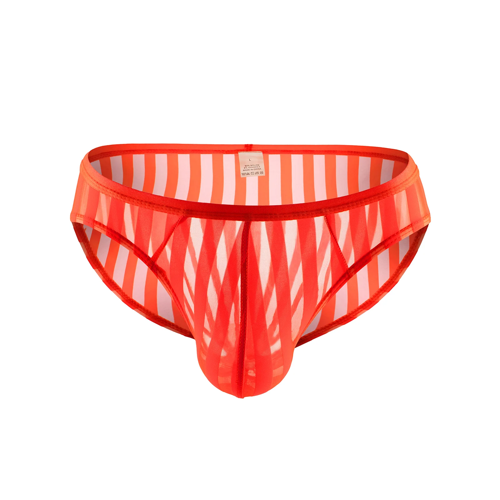 CLEVER-MENMODE Men's Sexy Striped Briefs See Through Underwear Transparent Breathable Mesh Bikini U Convex Bulge Pouch Panties