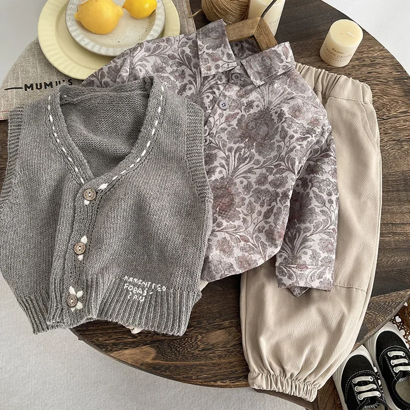 

New Spring Autumn Baby Girls Clothes Children Boys Vest Shirt Pants 3Pcs/Sets Kids Clothing Infant Costume Toddler Tracksuits