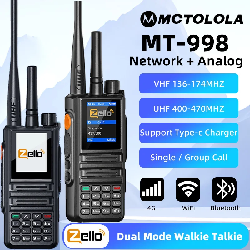 MOTOLOLA Radio analogica e di rete Dual Mode Walkie Talkie Zello UHF VHF Bluetooth WiFi 2G 4G Android Radio bidirezionale Walkie