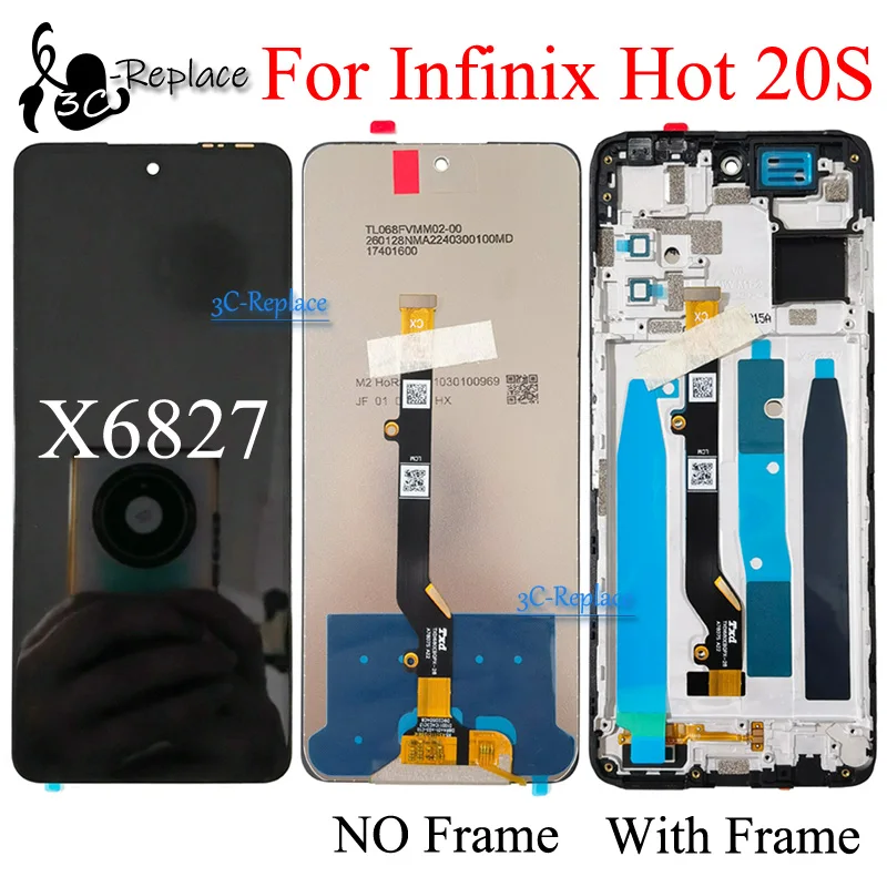 Black 6.78 Inch For Infinix Hot 20S X6827 LCD Display Touch Screen