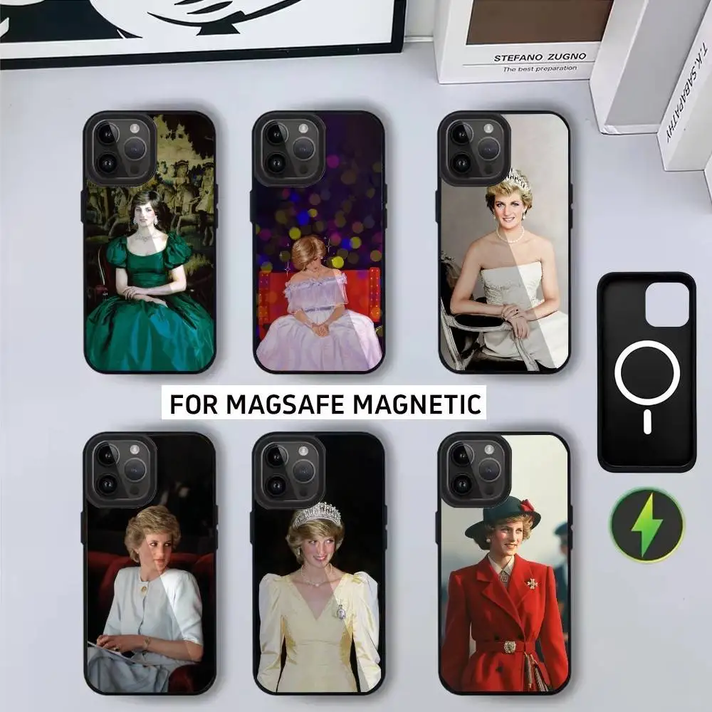 

Благородный красивый чехол для телефона P-Princess D-Diana-ES для iPhone 17,16,15,14,13,12,11 Plus, Pro Magnetic с беспроводной зарядкой Magsafe