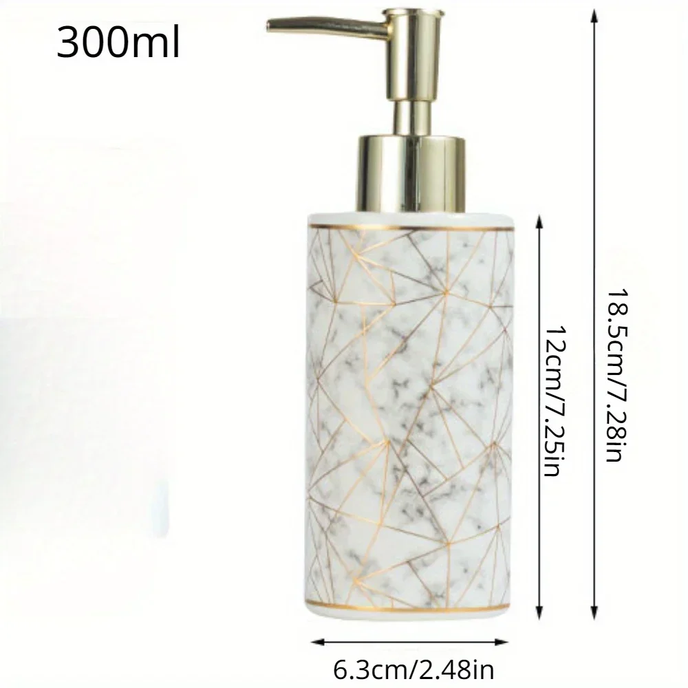 1pc ceramic 300ml hand sanitizer bottle black and white sub-bottle Nordic golden marble bathroom shampoo and shower gel bottle