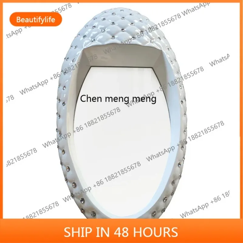 03 Barber shop hair mirror table beauty hair mirror fiberglass with drill hair salon special wall-mounted mirror