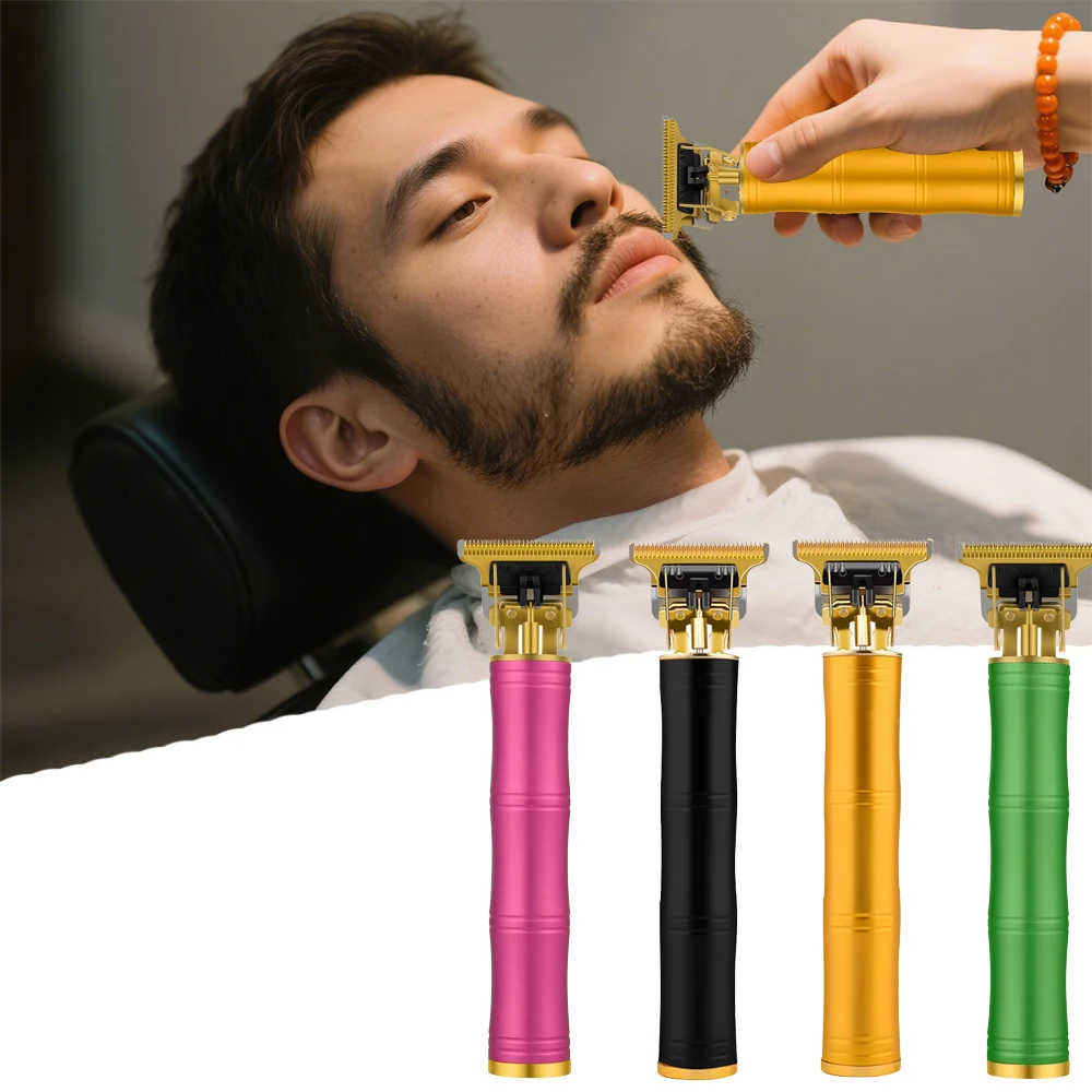 USB Rechargeable T Outline Hair Trimmer Professional Barber Hair Clipper Handle Zero Gap Shaver for Men Beard Styling