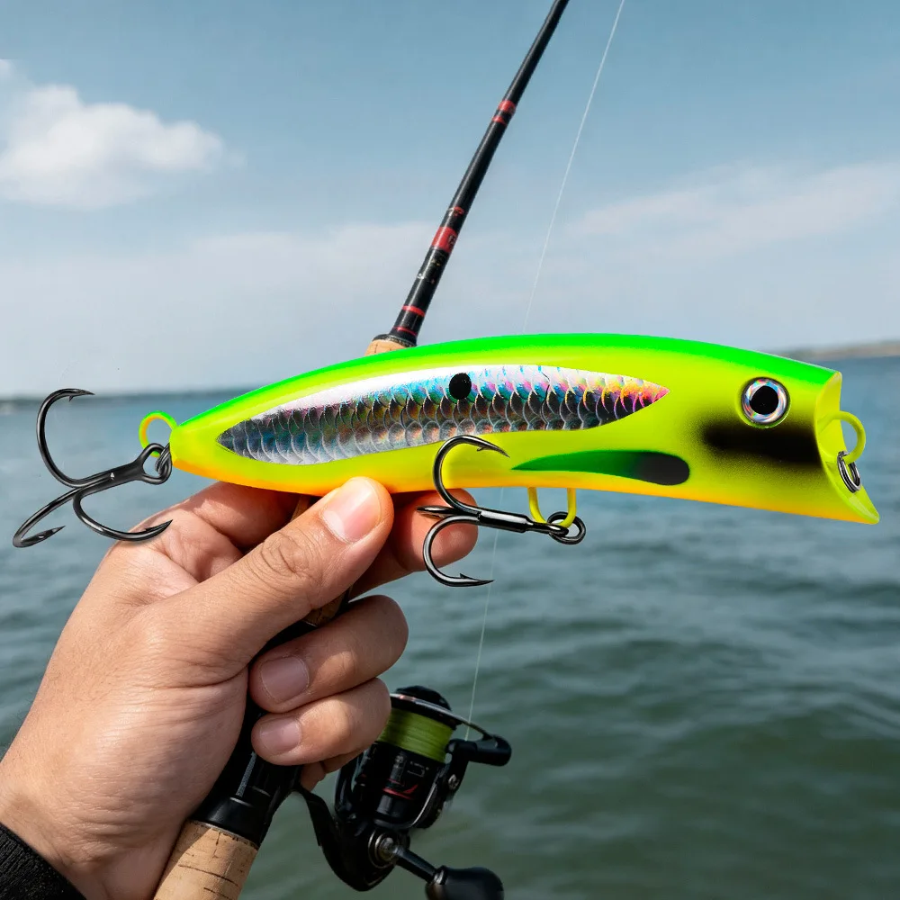 PRO BEROS 19cm 100g Großer Popper-Köder Oberflächenköder Topwater Kunststoff-Angelköder für Salzwasser Barsch-Angeln – Detail 4