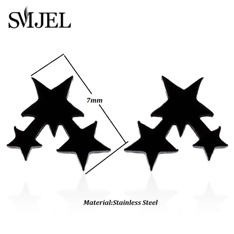 SMJEL Minimalism Star Moon Earings Fashion Jewelry Stainless Steel Geometric Stud Earrings for Women Heart V Shaped Accessories