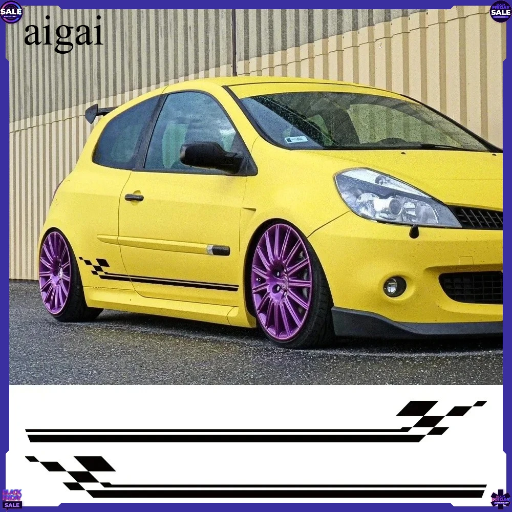 2PCS Racing Style Car Side Door Skirt Stickers for Renault Clio RS R.S. 18 4 5 2012-2024 Auto Tuning Vinyl Decals Accessories