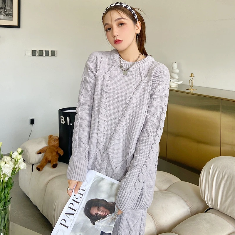 

Lady's simple half-jersey pullover set for autumn and winter
