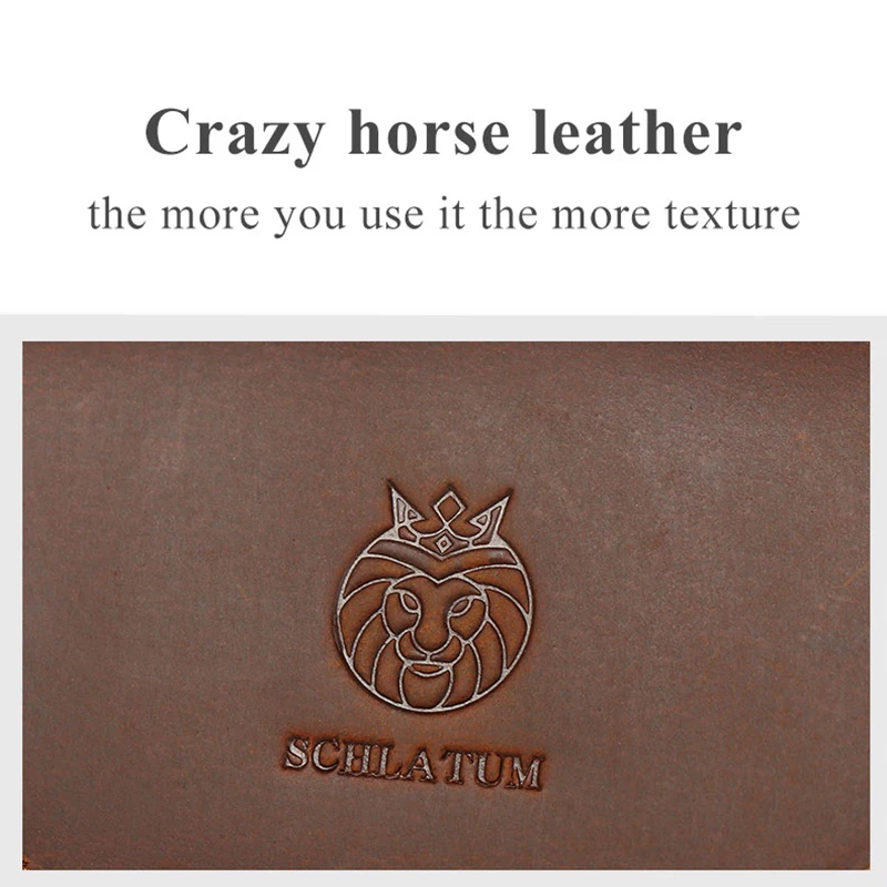 SCHLATUM Crazy Horse Leather Men Belt Pouch Vintage Casual Waist Bags 7-inch Mobile Phone Fanny Waist